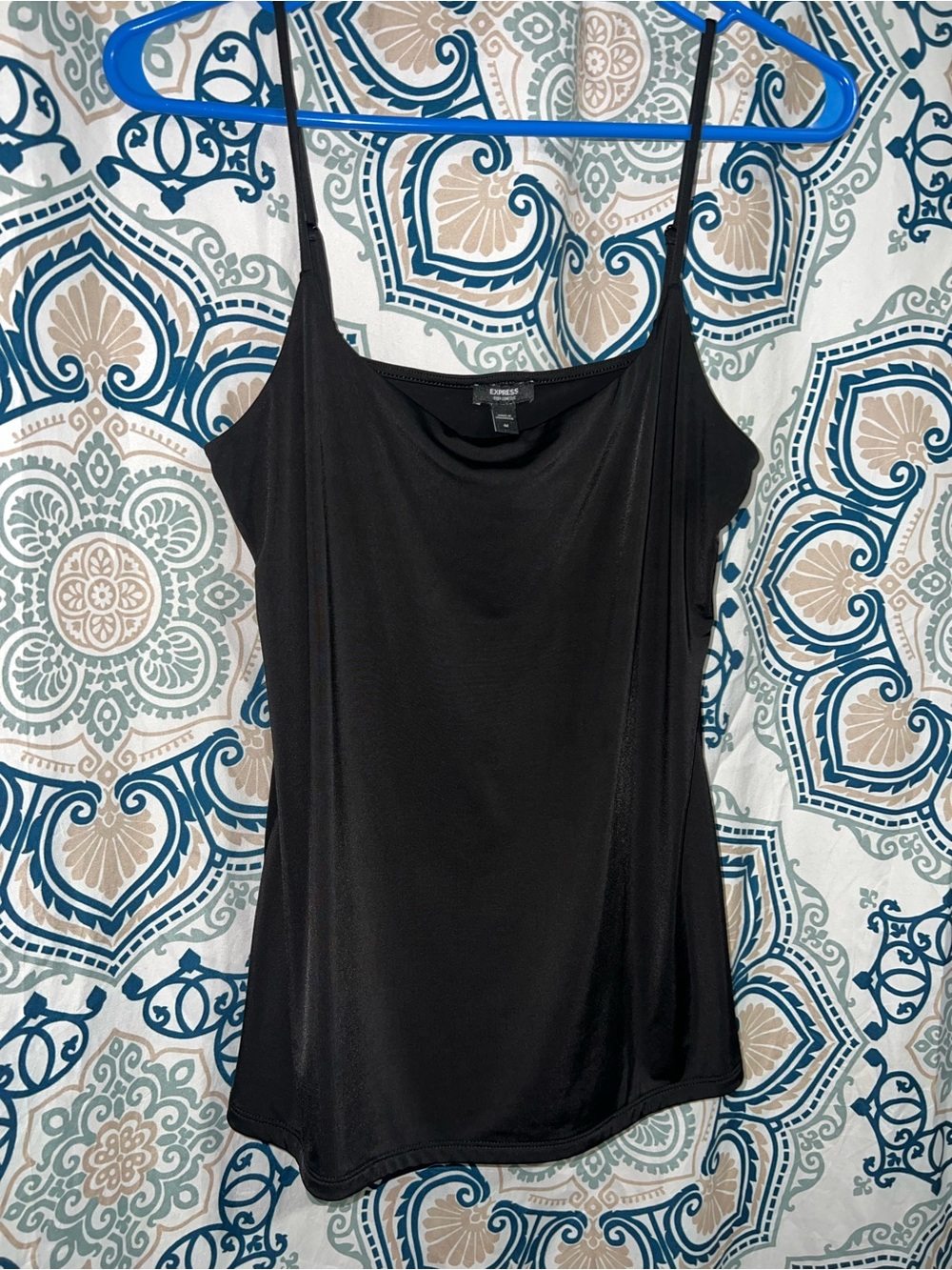 Express Black Satin Cowl Neck Camisole